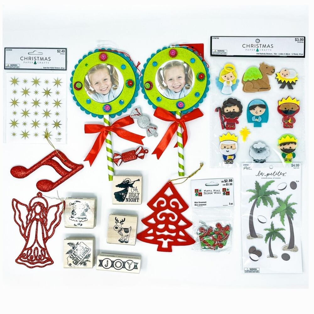 Christmas Nativity Arts & Crafts Gift Bundle 50+ Pcs | DIY Ornaments & Stickers